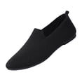 thumbnail image 3 of EKVAHL Women's Knit Slip-On Flats, Pointed-Toe Ballet Shoes, Breathable Lightweight Casual Shoes in Multiple Bright Colors Black, 3 of 5