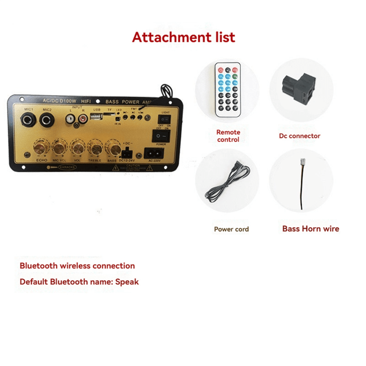 Fdit Carte D'amplificateur HiFi Carte D'amplificateur De Caisson De Basses 100W 500mV 2.1 Canaux