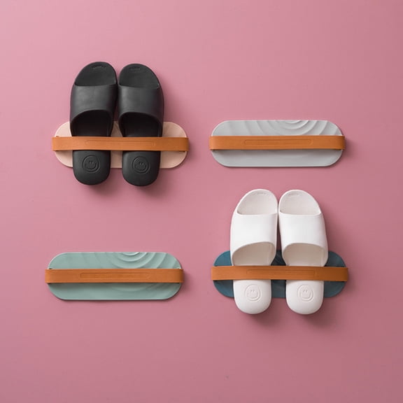 SWETRACE Wall Mounted Shoes Organizer Holder Grey for Bathroom Slippers Storage Easy to Use