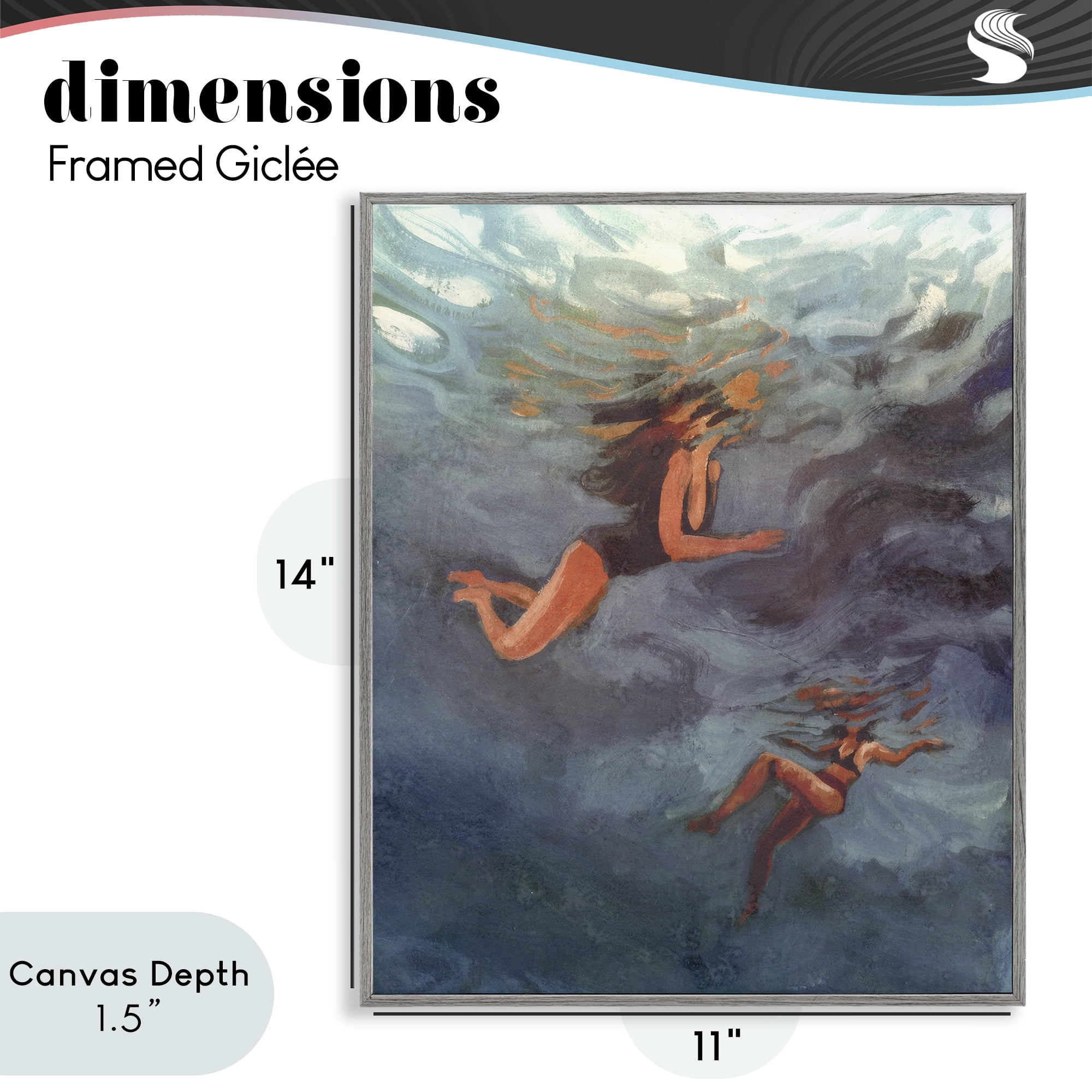 Stupell Industries Underwater Summer's Dance Gray Framed Giclee Art, design by Victoria Barnes