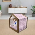 thumbnail image 3 of Owls Pet House, Sleeping Owls in Diamond Pattern Half-Moon Stars Clouds Night Time Goodnight Art, Outdoor & Indoor Portable Dog Kennel with Pillow and Cover, 5 Sizes, Pink Lavender, by Ambesonne, 3 of 5