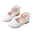 thumbnail image 6 of Splozh Princess Shoes for Girls Dress Shoes Soft Stylish Pearl Girls Sandals Flower Girl Shoes Wedding Church White,US 11, 6 of 7