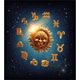 thumbnail image 3 of Astrology Duvet Cover Set, Signs Surrounds a Moon Sun in Space with Stardust Nebula, Decorative 3 Piece Bedding Set with 2 Pillow Shams, King Size, Dark Blue Orange, by Ambesonne, 3 of 3