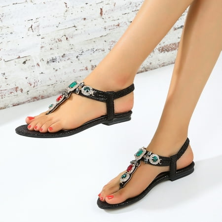 

〖Yilirongyumm〗 Black 37 Sandals Women Flip Strap Sandals Flops For Women Buckle Sandals Wedges Shoes Summer Fashion Shoes Women s Women s Sandals