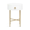 thumbnail image 6 of Kate and Laurel Decklyn Decorative Glam Oval Side Table, 16 x 12 x 24, White and Gold, Modern Round Living Room Table with Pull Drawer for Useful Storage, 6 of 9