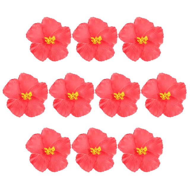 10 flores de hibisco, hermosa decoración artificial hawaiana, cabeza de flor, material para manualidades, ideal para bodas y fiestas luau hawaianas.