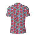 thumbnail image 3 of Xecao Hand Drawn Strawberry for Mens' Casual Short Sleeve Button-Down Polo Shirts for a Classic Golf Look, 3 of 9