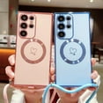 thumbnail image 4 of case for Samsung Galaxy S23 Ultra Case Compatible with Magsafe S23 Ultra Phone Case for Women Cute Heart Removable Adjustable Shoulder Strap Lanyard Crossbody Galaxy S23 Ultra Case 6.8” (Blue), 4 of 11
