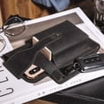 thumbnail image 3 of Funda de cuero vintage para cinturón de teléfono móvil (negra) con llavero, funda para cinturón para hombre, multifuncional, doble capa para todos los teléfonos móviles de hasta 7,3", 3 of 5