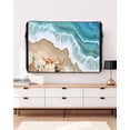 thumbnail image 3 of Summer Beach Outdoor TV Cover 52 to 55 inch Spray Ocean Waves Sand Seashell Starfish Waterproof Dustproof TV Covers for Outside with Zipper Remote Control Pocket Flat Screen Protectors, 3 of 7