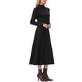 thumbnail image 4 of INSPIRE CHIC Fall Ribbed Knit Dresses for Women Mock Neck Casual Long Sleeve Maxi Dress S Black, 4 of 6