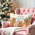thumbnail image 5 of Merry Christmas Gingerbread Man Lumbar Decorative Rectangle Pillow Cover 12 x 20, Pink Xmas Peppermint Candy Porch Patio Outdoor Pillowcase, Winter Holiday Sofa Couch Cushion Case Home Decor, 5 of 6