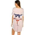 thumbnail image 3 of Women's Cute Bikini Printed T Shirt Dress Short Sleeve Baggy Shirt Beach Fun Swimwear Cover Up Dress Size XL, 3 of 9
