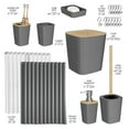 thumbnail image 2 of Clara Clark  Bamboo Bathroom Accessories Set with Shower Curtain Set, Toilet Brush, Trash Can & Soap Dispenser Complete Set - Grey, 2 of 5