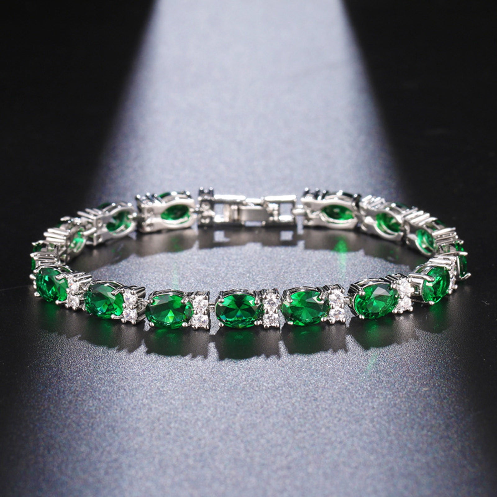 Women's Birthstone Tennis Bracelet - 925 Sterling Silver, Adjustable Chain, Cubic Zirconia, Birthday/Anniversary Gift