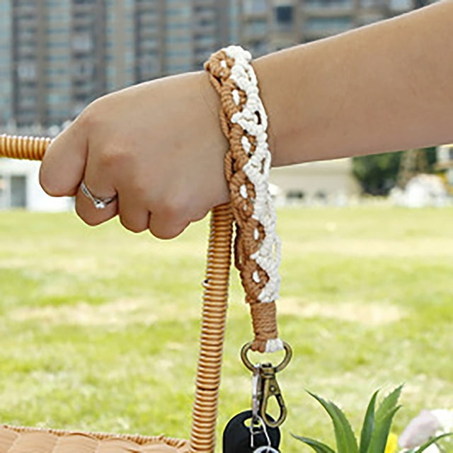 Bohemian Keychain Wrist Accessory with Floral Design for Daily Use Stylish Key Holder Handwoven Keyring