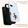 thumbnail image 4 of Cute Walking Curious Monkey Phone Case, Blue Gingham Pattern Cartoon iPhone Cover for iPhone 17 16 15 14 13 12 11 Plus Pro Max Mini, 4 of 6