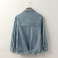 thumbnail image 3 of Vintage With Pocket Jacket Denim Jean Short Button Women Coat Distressed Down Women's Coat Long Sleeve Jean Jacket Summer Jackets for Women Short Jean Jacket Women Jean Jacket Women Women's Denim, 3 of 7