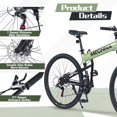 thumbnail image 4 of 29 inch Folding Mountain Bikes, Mens Mountain Bicycle w/ Disc Brakes, 21 Speed Hybrid Bike for Adults Men Women, City Commuter Bike for Rider Height 5'4"-6'2", 85% assembled (Green), 4 of 6