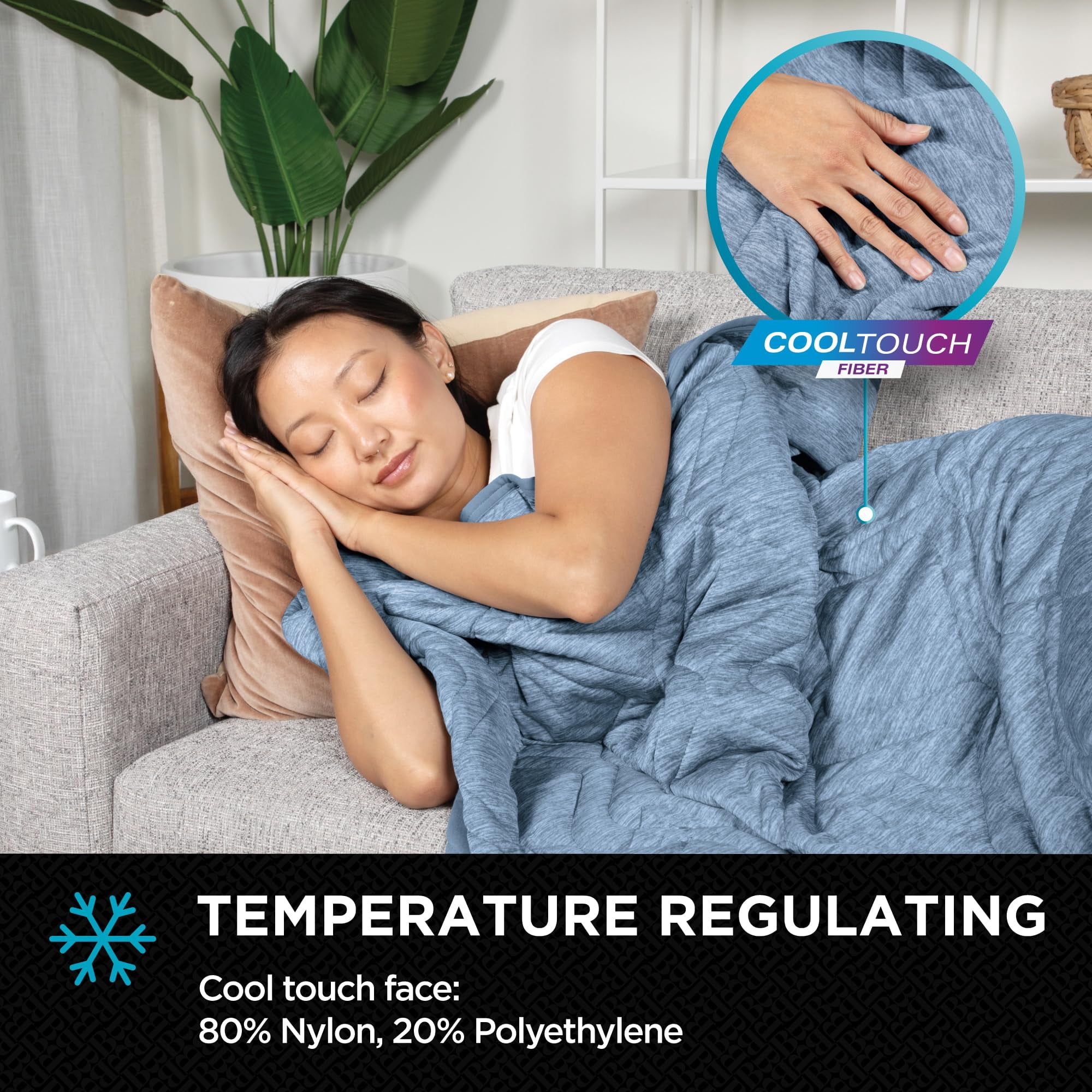 Brookstone Cooling Comfort Throw - Innovative Cooling Dual-Sided Throw - Oversized Cool Blanket for Hot Sleepers - Cooling Blankets for Sleeping - Nylon and Polyethylene Cooling Blanket - Faded Denim