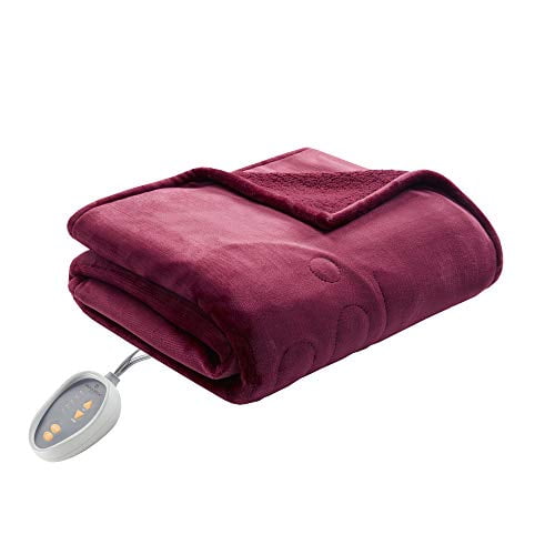 Woolrich Elect Electric Blanket with 20 Heat Level Setting Controller Twin: 62x84" Garnet