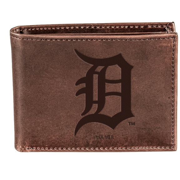 Brown Detroit Tigers Bi-Fold Leather Wallet