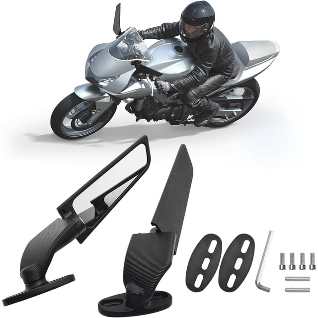2Pcs Modified Motorcycle Rear view Mirrors With Mount Accessories, Black Universal Angle Adjustable Motorcycle Mirror compatible Ninja Compatible with Street Dirt Bike Scooter Moped Cruiser ATV_Speci…