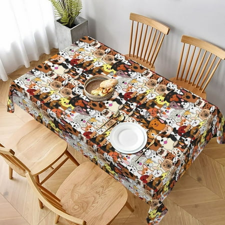 

Tablecloth Dogs Colorful Table Cloth For Rectangle Tables Waterproof Resistant Picnic Table Covers For Kitchen Dining/Party(60x90in)