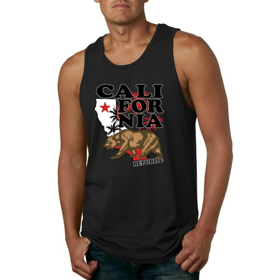 Wild Bobby, California Republic Cali Bear Pop Culture Mens Graphic Tank Top, Black, Small