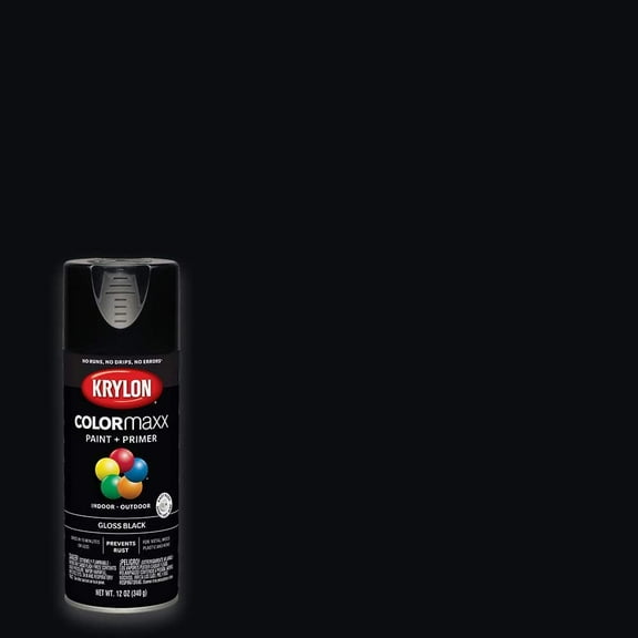Krylon K05505007 COLORmaxx Spray Paint and Primer for Indoor/Outdoor Use, Gloss Black 12 Ounce Pack of 1