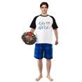 thumbnail image 3 of LuLiaMenton Matching Couples Hanukkah Pajamas Let's Get Lit Blue Plaid Short Sleeve Shorts Set, 3 of 5