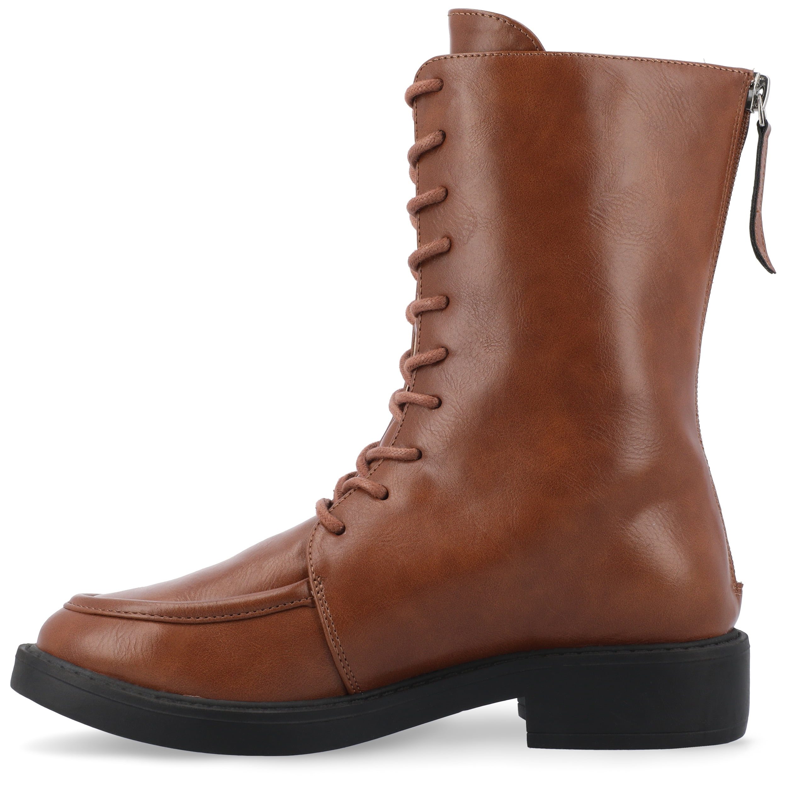 Journee Womens Nikks Lace Up and Zip Entry Almond Toe Booties