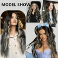 thumbnail image 6 of Clip in Long Wavy Synthetic Hair Extension 20 Inch Black Mixed Blonde 4PCS Thick Hairpieces Fiber Double Weft Hair for Women, 6 of 7