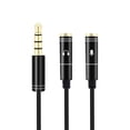 thumbnail image 2 of Cable de conversión de micrófono con división de audio de 3,5 mm de metal de un minuto y dos con micrófono para transmisión en vivo, cable adaptador de micrófono para auriculares de karaoke para, 2 of 5