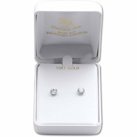 Madison Avenue 7mm Round Swarovski Zirconia 10kt White Gold Stud Earrings