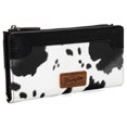 thumbnail image 3 of Wrangler Cow Print Bifold Wallet for Women RFID Zip Pocket & 10 Card Slots, Cow-Black, 3 of 8