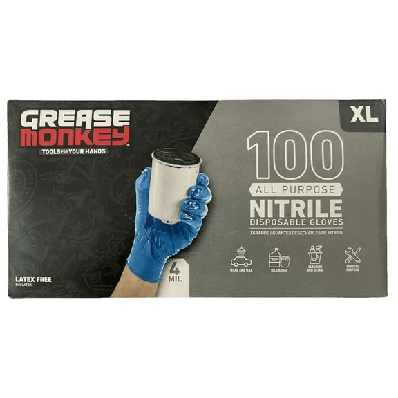 Grease Monkey Gloves All Purpose Disposable Gloves, Nitrile Blue, 100 Count