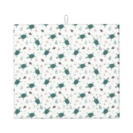 

Honeii Hand Drawn Turtle for Dish Drying Mat for Kitchen Counter Non-slip Rubber Backed Hide Stain Kitchen Super Absorbent Draining Mat Dish Rack Pad