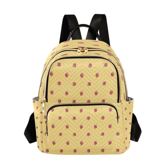 Qxltty Quilted Backpack for Women, Sweet Yellow Berries Travel Daypack with Front Pocket for Casual Daily Use