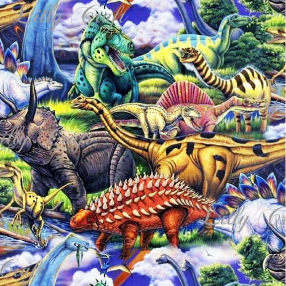 Lilly Craft Dinosaurs Print Fleece Anti-Pill FABRIC 58-60" Wide Sold by the Yard