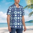 thumbnail image 5 of Balery Vintage Blue Print Men's Hawaiian Shirts Short Sleeve Beach Shirt Relaxed Fit Vacation Button Down Shirts-, 5 of 9