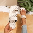 thumbnail image 5 of Women Polka Dot Square Toe Two Strap Slide Sandals Casual Summer Flat Shoes White 7.5, 5 of 9