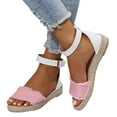 thumbnail image 3 of Sandals Women Comfortable Women's Large Size Flat Rope Sandals Casual Flat Sandals Lady Sandals Pink 39, 3 of 8