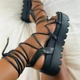 thumbnail image 3 of Women’s Open Toe Platform Flat Sandals Lace Up Open Toe Gladiator Casual Flatform Wedge Sandals, 3 of 4