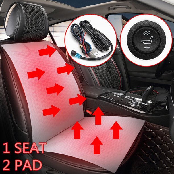 2x Universal 12V 1 Seats 2 dial 5position Switch Carbon Fiber Heater