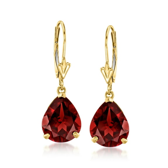 Ross-Simons 7.00 ct. t.w. Pear-Shaped Garnet Drop Earrings in 14kt Yellow Gold, Women's, Adult