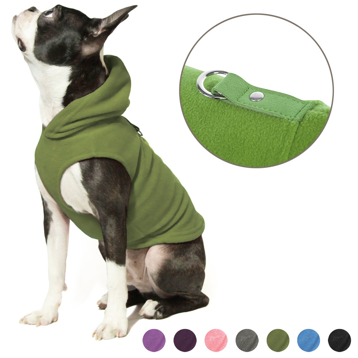 Gooby Dog Hoodie Fleece Vest Green, Large Pull Over Dog Jacket with