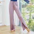 thumbnail image 2 of Plebaso Yoga Gym Pants for Women Casual Solid Color High Waist Split Wide Leg Pants Women's Loose Athletic Pants, 2 of 7