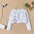 thumbnail image 2 of Gubotare Little Girls Shrug Girls Long Sleeve Cardigan Childrens Kids Bolero Shrug Size 1T 2T (White,1-2 Years), 2 of 5