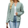 thumbnail image 2 of Wevis Women's Zip Up Fall Jacket, Long Sleeve Ribbed Knit Autumn Cardigan, Casual Loose Lightweight Sweater Coat, 2 of 7